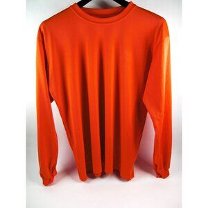 Mens Long Sleeve T-Shirt Moisture Wicking Orange Size Large